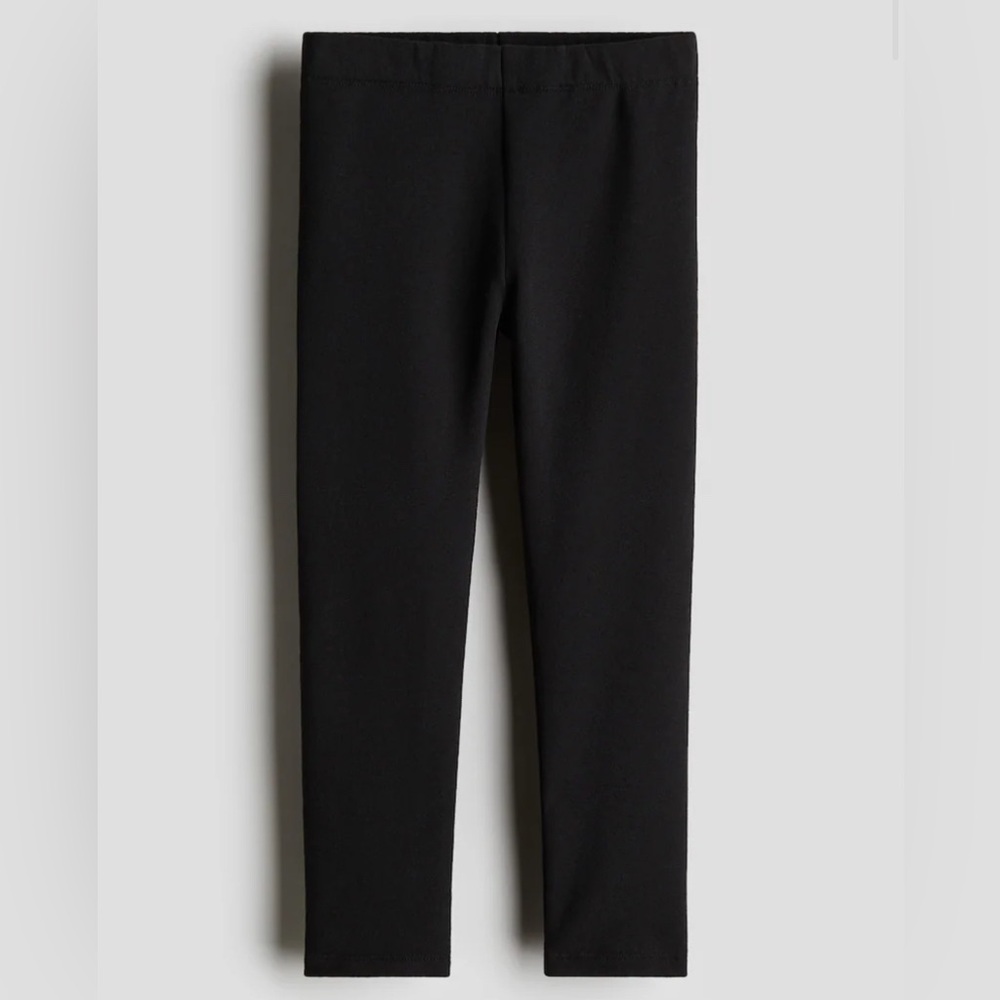 H&M solid black thin leggings style pants straight leg girls 9-10 EUC